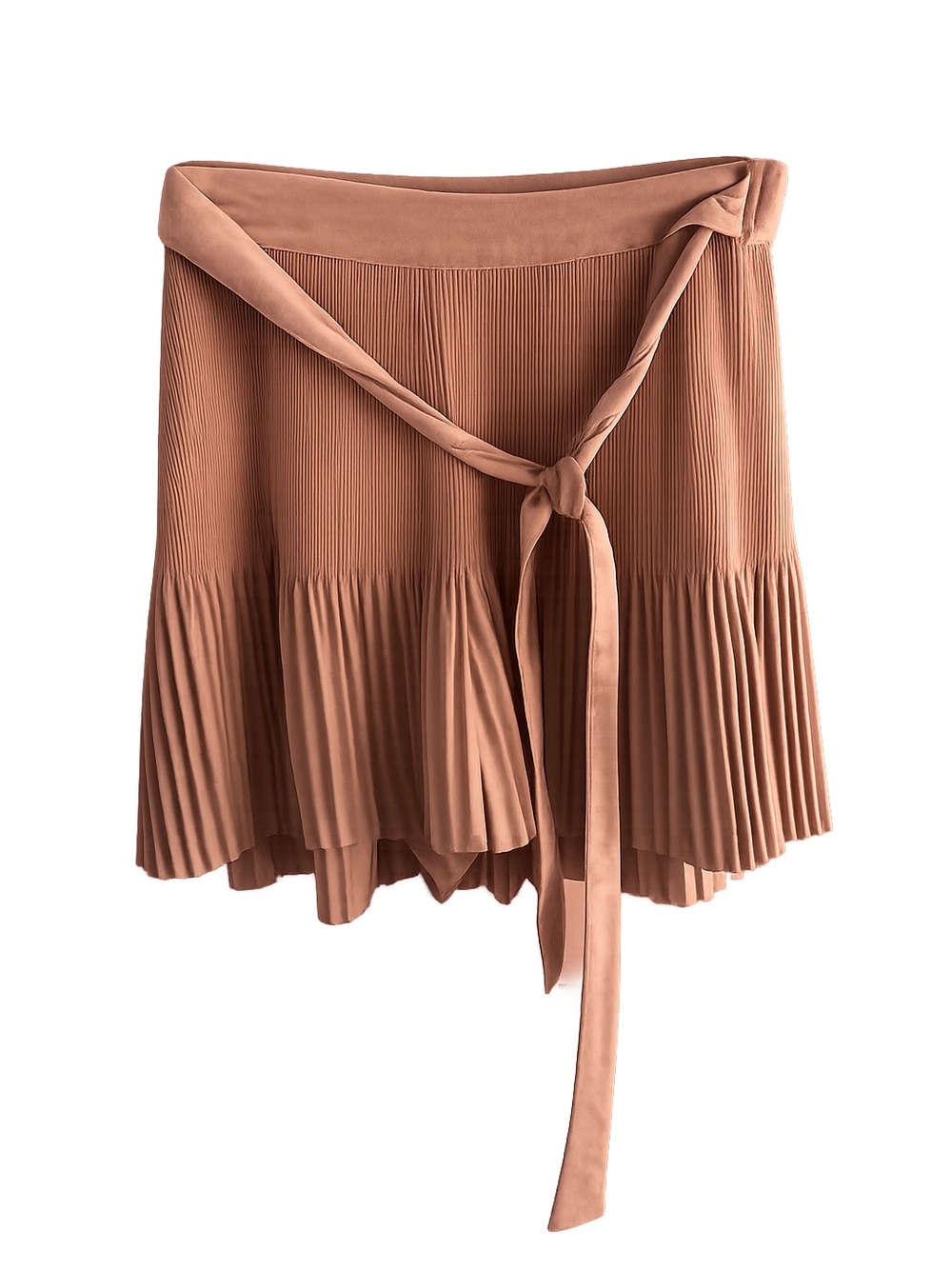 Zara Dusty Mauve Pleated Faux Suede Tie Waist skort Shorts Size M